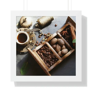 Framed Horizontal Poster Coffee Beans Art Modern Decor Dipaliz - 16″ x / White - Posters Prints & Visual Artwork