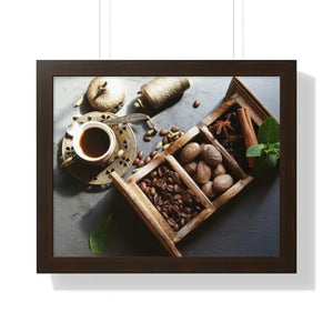 Framed Horizontal Poster Coffee Beans Art Modern Decor Dipaliz - 20’’ x 16’’ / Walnut - Posters Prints & Visual Artwork