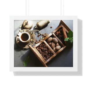 Framed Horizontal Poster Coffee Beans Art Modern Decor Dipaliz - 20’’ x 16’’ / White - Posters Prints & Visual Artwork