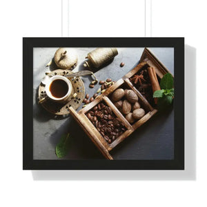 Framed Horizontal Poster Coffee Beans Art Modern Decor Dipaliz - 20’’ x 16’’ / Black - Posters Prints & Visual Artwork