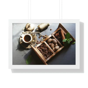 Framed Horizontal Poster Coffee Beans Art Modern Decor Dipaliz - 24″ x 16″ / White - Posters Prints & Visual Artwork
