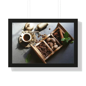 Framed Horizontal Poster Coffee Beans Art Modern Decor Dipaliz - 24″ x 16″ / Black - Posters Prints & Visual Artwork