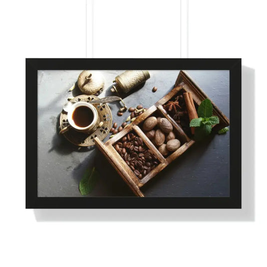 Elevate your Space with Classy Coffee Beans Framed Poster - 24″ x 16″ / Black