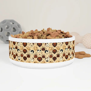 Dog Print Pattern Pet Bowl - Elegant Posh Design - Dipaliz - 16oz - Bowls Feeders & Waterers
