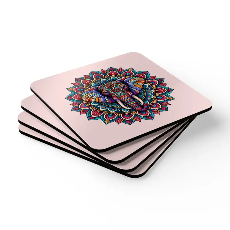 Elevate your Decor with Elephant Mandala Corkwood Coasters! - Cork / 3.75’’ × / Square Home