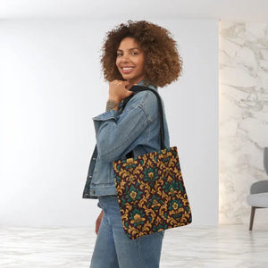 Canvas Tote Bag - Elegant Floral Vibrant 5-color Straps - Dipaliz - Shopping Totes