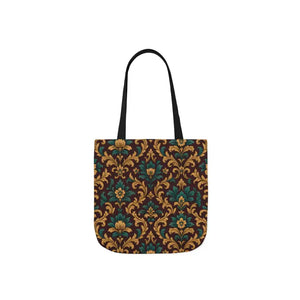Canvas Tote Bag - Elegant Floral Vibrant 5-color Straps - Dipaliz - 13’’ × / Black - Shopping Totes