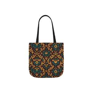 Canvas Tote Bag - Elegant Floral Vibrant 5-color Straps - Dipaliz - Shopping Totes