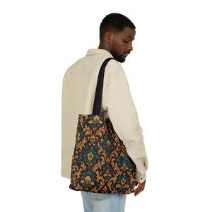 Canvas Tote Bag - Elegant Floral Vibrant 5-color Straps - Dipaliz - Shopping Totes