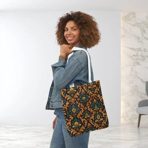 Canvas Tote Bag - Elegant Floral Vibrant 5-color Straps - Dipaliz - Shopping Totes