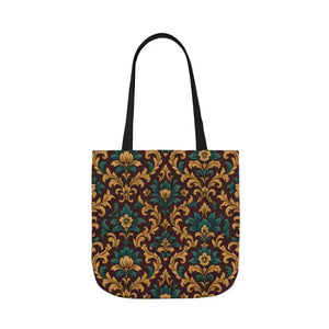 Canvas Tote Bag - Elegant Floral Vibrant 5-color Straps - Dipaliz - 18’’ × / Black - Shopping Totes