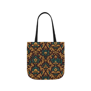 Canvas Tote Bag - Elegant Floral Vibrant 5-color Straps - Dipaliz - 16’’ × / Black - Shopping Totes