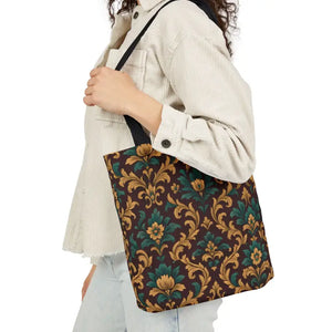 Canvas Tote Bag - Elegant Floral Vibrant 5-color Straps - Dipaliz - Shopping Totes