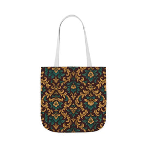Canvas Tote Bag - Elegant Floral Vibrant 5-color Straps - Dipaliz - Shopping Totes