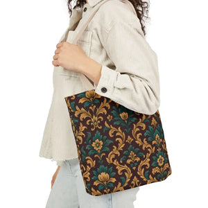 Canvas Tote Bag - Elegant Floral Vibrant 5-color Straps - Dipaliz - Shopping Totes