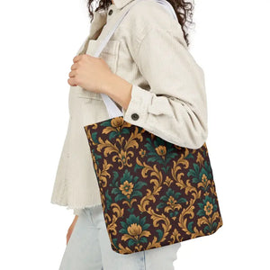 Canvas Tote Bag - Elegant Floral Vibrant 5-color Straps - Dipaliz - Shopping Totes