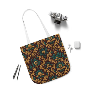 Elegant Floral Canvas Tote Bag - Vibrant 5-color Straps - Dipaliz - Shopping Totes