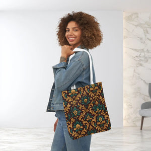 Elegant Floral Canvas Tote Bag - Vibrant 5-color Straps - Dipaliz - Shopping Totes