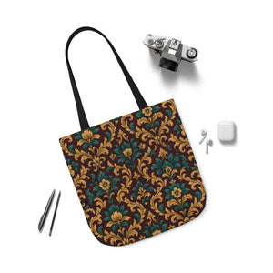 Elegant Floral Canvas Tote Bag - Vibrant 5-color Straps - Dipaliz - Shopping Totes