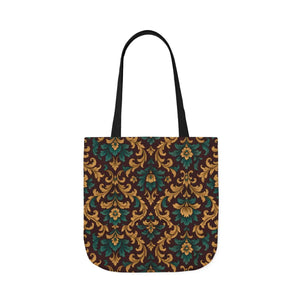 Elegant Floral Canvas Tote Bag - Vibrant 5-color Straps - Dipaliz - Shopping Totes