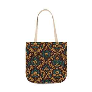Elegant Floral Canvas Tote Bag - Vibrant 5-color Straps - Dipaliz - Shopping Totes