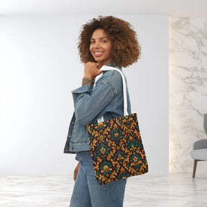 Elegant Floral Canvas Tote Bag - Vibrant 5-color Straps - Dipaliz - Shopping Totes