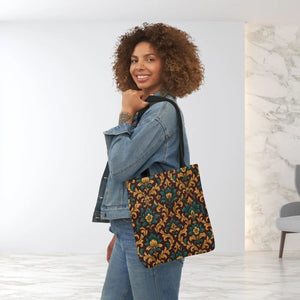 Elegant Floral Canvas Tote Bag - Vibrant 5-color Straps - Dipaliz - Shopping Totes