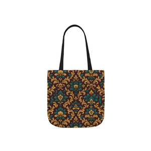 Elegant Floral Canvas Tote Bag - Vibrant 5-color Straps - Dipaliz - Shopping Totes