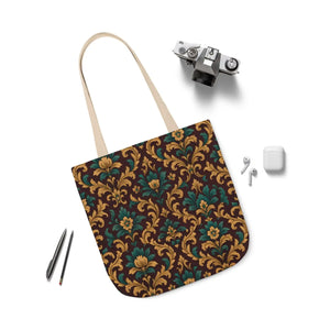 Elegant Floral Canvas Tote Bag - Vibrant 5-color Straps - Dipaliz - Shopping Totes