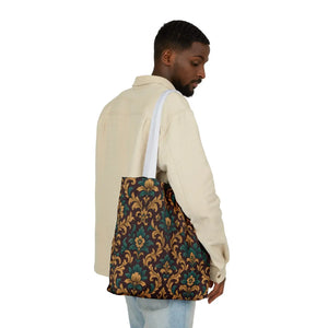 Elegant Floral Canvas Tote Bag - Vibrant 5-color Straps - Dipaliz - Shopping Totes