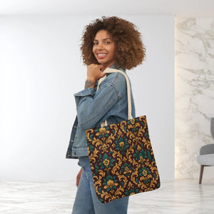 Elegant Floral Canvas Tote Bag - Vibrant 5-color Straps - Dipaliz - Shopping Totes
