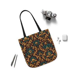 Elegant Floral Canvas Tote Bag - Vibrant 5-color Straps - Dipaliz - Shopping Totes