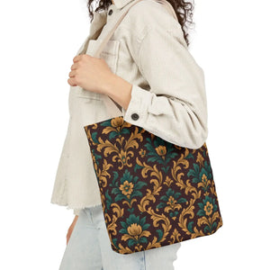 Elegant Floral Canvas Tote Bag - Vibrant 5-color Straps - Dipaliz - Shopping Totes