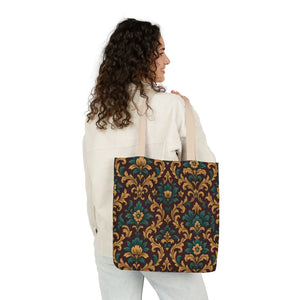 Elegant Floral Canvas Tote Bag - Vibrant 5-color Straps - Dipaliz - Shopping Totes