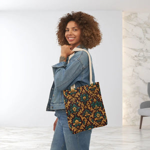 Elegant Floral Canvas Tote Bag - Vibrant 5-color Straps - Dipaliz - Shopping Totes