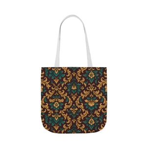 Elegant Floral Canvas Tote Bag - Vibrant 5-color Straps - Dipaliz - Shopping Totes