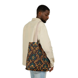 Elegant Floral Canvas Tote Bag - Vibrant 5-color Straps - Dipaliz - Shopping Totes