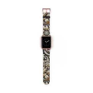 Premium Floral Pattern Faux Leather Watch Band - Dipaliz - 42 - 45 Mm / Rose Gold Matte - Bands