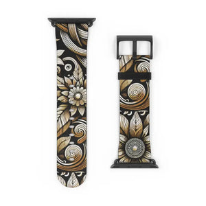 Premium Floral Pattern Faux Leather Watch Band - Dipaliz - Bands