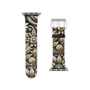 Premium Floral Pattern Faux Leather Watch Band - Dipaliz - Bands