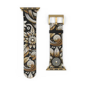 Premium Floral Pattern Faux Leather Watch Band - Dipaliz - Bands