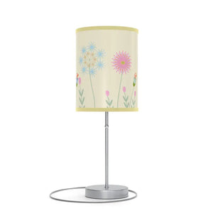 Floral Print Lamp on a Stand with Steel Base - Dipaliz - Light Yellow / Silver / one Size - Lamps
