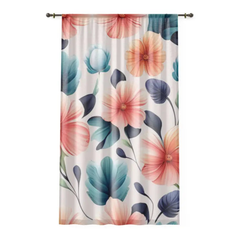 Elevate your Space: Large Pastel Flower Curtains Delight - Sheer / White / 50’’ × 84’’ Home Decor