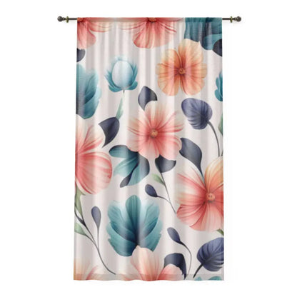 Elevate your Space: Large Pastel Flower Curtains Delight - Sheer / White / 50’’ × 84’’ Home Decor