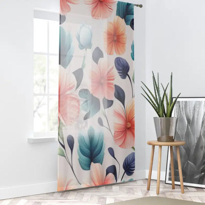 Elevate your Space: Large Pastel Flower Curtains Delight - Sheer / White / 50’’ × 84’’ Home Decor