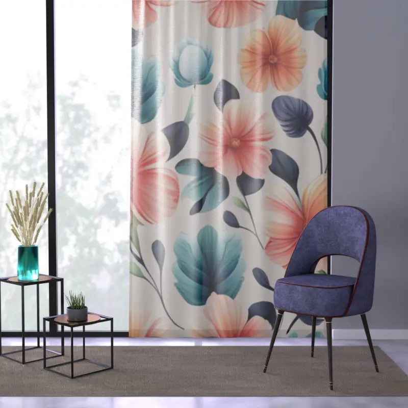 Elevate your Space: Large Pastel Flower Curtains Delight - Sheer / White / 50’’ × 84’’ Home Decor