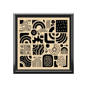 Jewelry Box - Luxury Black Pattern Dual Hinges - Dipaliz