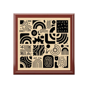 Jewelry Box - Luxury Black Pattern Dual Hinges - Dipaliz