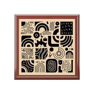 Jewelry Box - Luxury Black Pattern Dual Hinges - Dipaliz