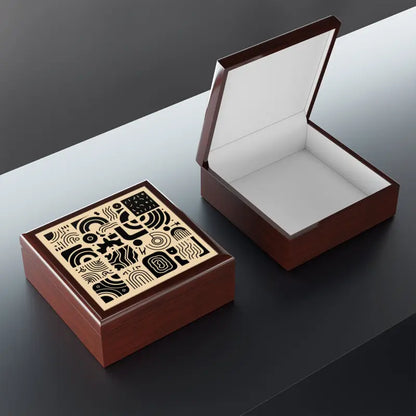 Secure your Sparkle in a Luxury Black Pattern Jewelry Box - Red Mahogany / one Size Box